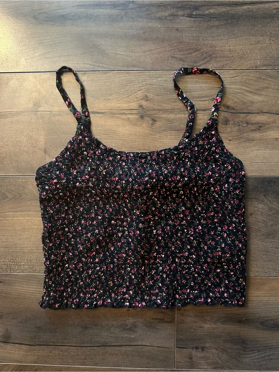 Hollister Tops - Hollister Black Floral Smocked Crop Cami Top Size M Cottagecore Y2K